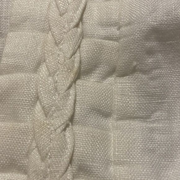 100% Linen White Crop Blazer Jacket XL Open Front Coastal Chic Quiet Luxury - Picture 4 of 13